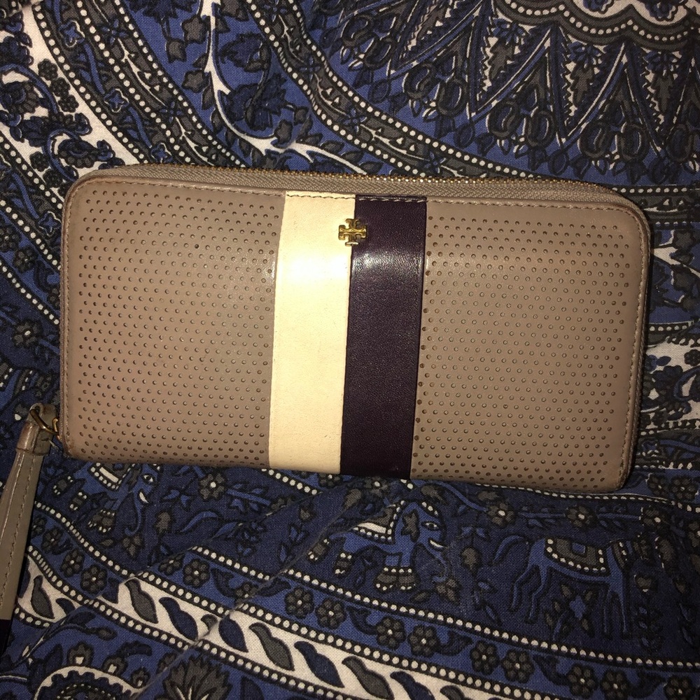 Grey and Blue Tory Burch wallet